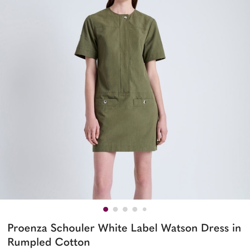 Proenza Schouler White Label Olive Color Cotton Shift Dress Size 2